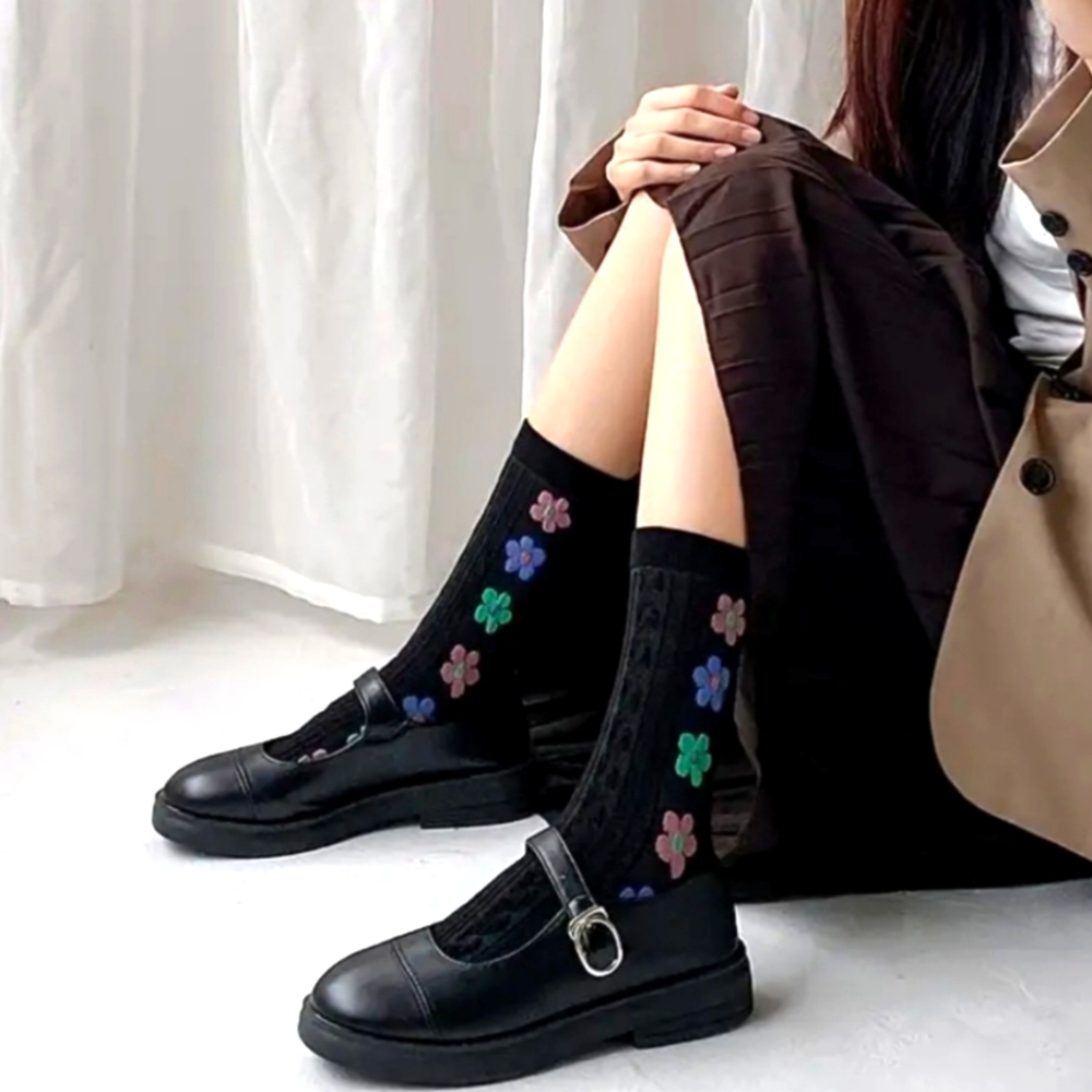 ANTHROPOLOGIE SET OF 3 PAIRS ""FLOWER POWER"" TEXTURED FLORAL SOCKS NWOT